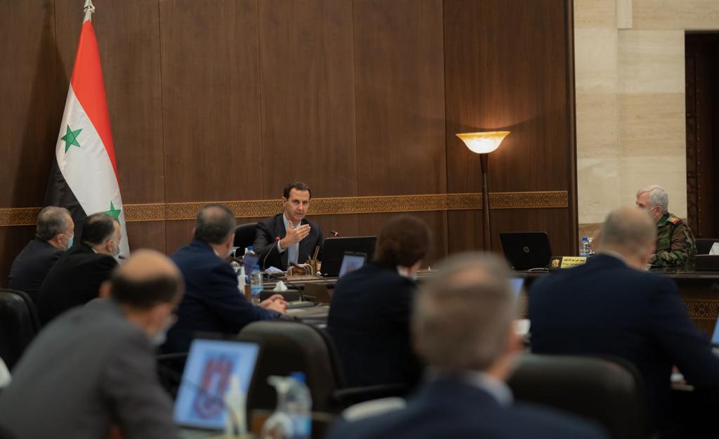 السيد الرئيس بشار الأسد خلال لقائه مع مجلس الوزراء
 


